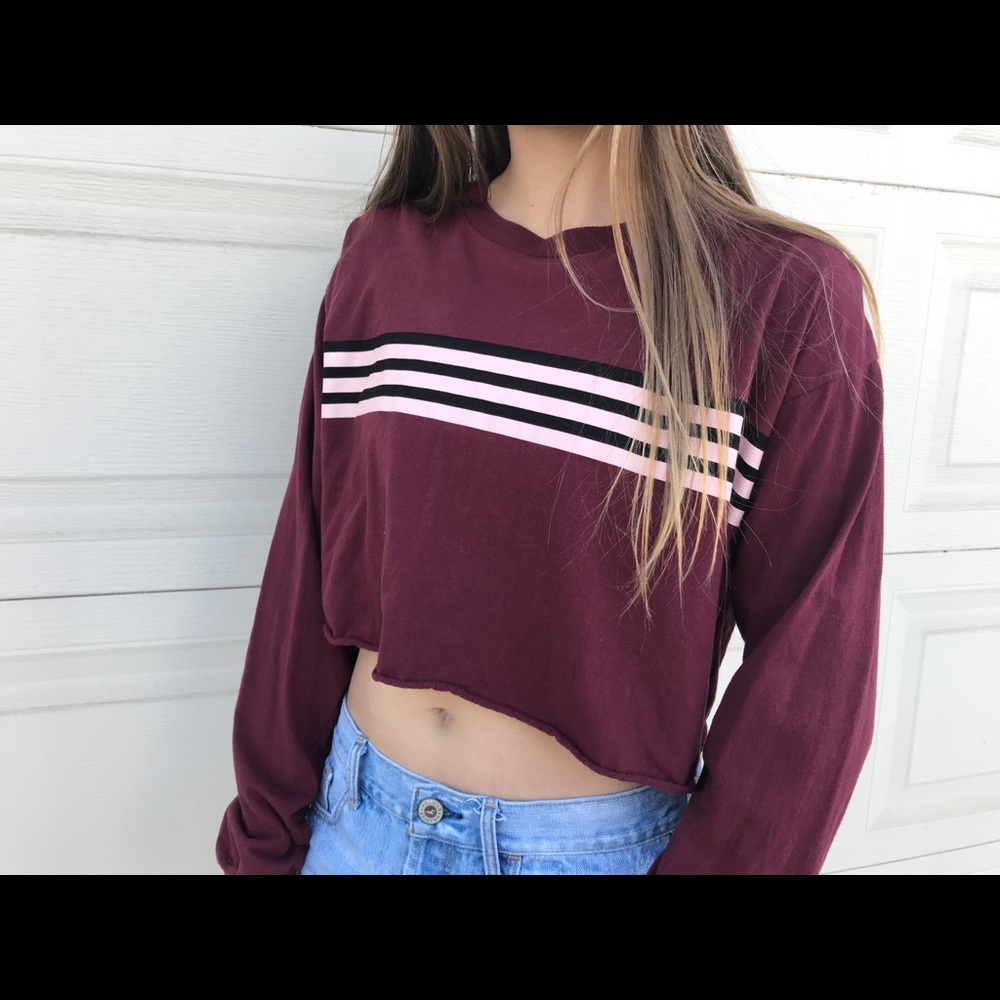 Striped, maroon long sleeve.